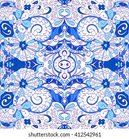 Tracery colorful pattern. Mehendi carpet design. 