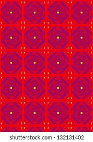  Tracery in the form of  lines and various geometric shapes on yellow background.