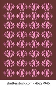 Tracery in the form of a wavy abstract line on darkly pink background.