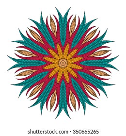 Tracery isolated figure. Mehendi design. Neat even harmonious doodle texture. Silt algae, sea motif, tentacles. Ambitious, bracing, usable curved doodling mehndi. Vector.