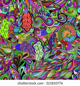 Tracery loops, doodle wind pattern. Mehendi paisley, stem, spiral, wave. Bud mehndi design. Handmade texture, curved doodling design. Good for site background, textile, printing. Vector.