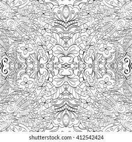Tracery monochrome binary pattern. Mehendi carpet design. 