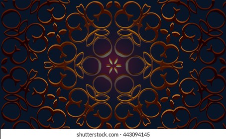 tracery ornament frame in Victorian style on dark background. Element for design.