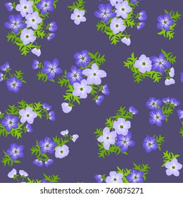 Tracery pattern in mini delicious flowers of blue ranunculus. Trendy liberty style. Floral navy seamless background for textile or covers, manufacturing, wallpapers, print, gift wrap and scrapbooking