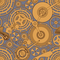 Tracery Pattern On The Theme Of The Time. Gold Mechanism On The Grey.