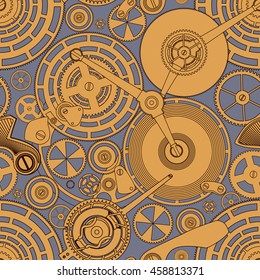 Tracery pattern on the theme of the Time. Gold mechanism on the grey.