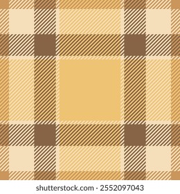 Tracery jogado fundo sem costura, gingham verificar vetor tartan. Textura de tecido têxtil padrão festivo em laranja e paleta de cores claras.