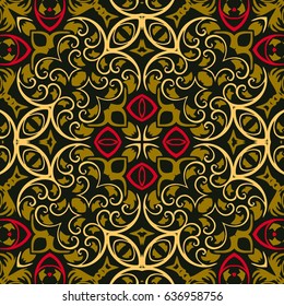 Tracery seamless abstract decorative baroque floral pattern ethnic style royal luxury classical damask vector design