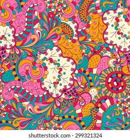 Tracery seamless calming pattern. Mehendi design. Neat even colorful harmonious doodle texture. Algae sea motif. Indifferent discreet. Ambitious bracing usable, curved doodling mehndi. Vector.