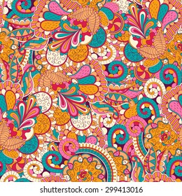 Tracery seamless calming pattern. Mehendi design. Neat even colorful harmonious doodle texture. Algae sea motif. Indifferent discreet. Ambitious bracing usable, curved doodling mehndi. Vector.