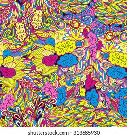 Tracery seamless calming pattern. Mehendi design. Neat even colorful harmonious doodle texture. Algae sea motif. Indifferent discreet. Ambitious bracing usable, curved doodling mehndi. Vector.