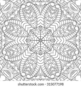 Tracery seamless calming pattern. Mehendi design. Neat even binary harmonious doodle carpet texture. Algae sea motif. Indifferent ethnical. Ambitious bracing usable, curved doodling mehndi. Vector.