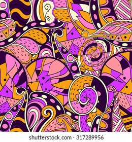 Tracery seamless calming pattern. Mehendi design. Neat even colorful harmonious doodle texture. Algae sea motif. Indifferent discreet. Ambitious bracing usable, curved doodling mehndi. Vector.