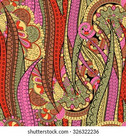 Tracery seamless calming pattern. Mehendi design. Neat even brown-red rose harmonious doodle texture. Algae sea motif. Indifferent discreet. Ambitious bracing usable, curved doodling mehndi. Vector.