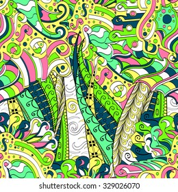 Tracery seamless calming pattern. Mehendi design. Neat even colorful harmonious doodle texture. Algae sea motif. Indifferent discreet. Ambitious bracing usable, curved doodling mehndi. Vector.