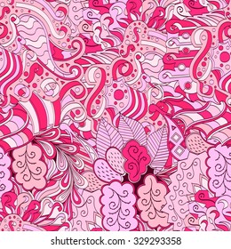 Tracery seamless calming pattern. Mehendi design. Neat even colorful red harmonious doodle texture. Algae sea motif. Indifferent discreet. Ambitious bracing usable, curved doodling mehndi. Vector.