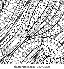 Tracery seamless calming pattern. Mehendi design. Neat even binary harmonious doodle texture. Algae sea motif. Indifferent ethnical. Ambitious bracing usable, curved doodling mehndi. Vector.