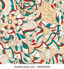 Tracery seamless calming pattern. Mehendi design. Neat even colorful harmonious doodle texture. Algae sea motif. Indifferent discreet. Ambitious bracing usable, curved doodling mehndi. Vector.