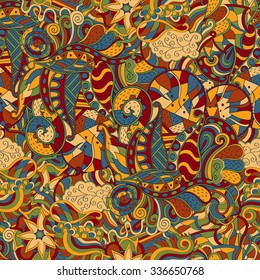 Tracery seamless calming pattern. Mehendi design. Neat even colorful harmonious doodle texture. Algae sea motif. Indifferent discreet. Ambitious bracing usable, curved doodling mehndi. Vector.