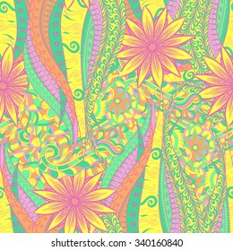 Tracery seamless calming pattern. Mehendi design. Neat even pastel harmonious doodle texture. Algae sea motif. Indifferent discreet. Ambitious bracing usable, curved doodling mehndi. Vector.
