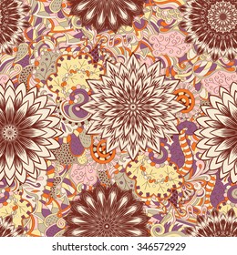 Tracery seamless calming pattern. Mehendi design. Neat even colorful harmonious doodle texture. Algae sea motif. Indifferent discreet. Ambitious bracing usable, curved doodling mehndi. Vector.