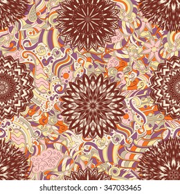 Tracery seamless calming pattern. Mehendi design. Neat even colorful harmonious doodle texture. Algae sea motif. Indifferent discreet. Ambitious bracing usable, curved doodling mehndi. Vector.