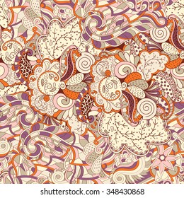 Tracery seamless calming pattern. Mehendi design. Neat even colorful harmonious doodle texture. Algae sea motif. Indifferent discreet. Ambitious bracing usable, curved doodling mehndi. Vector.