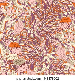 Tracery seamless calming pattern. Mehendi design. Neat even colorful harmonious doodle texture. Algae sea motif. Indifferent discreet. Ambitious bracing usable, curved doodling mehndi. Vector.