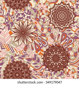 Tracery seamless calming pattern. Mehendi design. Neat even colorful harmonious doodle texture. Algae sea motif. Indifferent discreet. Ambitious bracing usable, curved doodling mehndi. Vector.