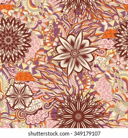 Tracery seamless calming pattern. Mehendi design. Neat even colorful harmonious doodle texture. Algae sea motif. Indifferent discreet. Ambitious bracing usable, curved doodling mehndi. Vector.