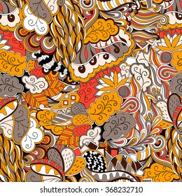 Tracery seamless calming pattern. Mehendi design. Neat even colorful harmonious doodle texture. Algae sea motif. Indifferent discreet. Ambitious bracing usable, curved doodling mehndi. Vector.