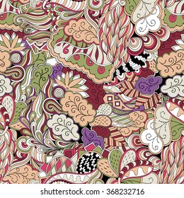 Tracery seamless calming pattern. Mehendi design. Neat even colorful harmonious doodle texture. Algae sea motif. Indifferent discreet. Ambitious bracing usable, curved doodling mehndi. Vector.