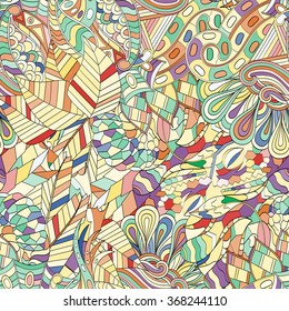 Tracery seamless calming pattern. Mehendi design. Neat even colorful harmonious doodle texture. Algae sea motif. Indifferent discreet. Ambitious bracing usable, curved doodling mehndi. Vector.