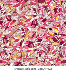 Tracery seamless calming pattern. Mehendi design. Neat even colorful harmonious doodle texture. Algae sea motif. Indifferent discreet. Ambitious bracing usable, curved doodling mehndi. Vector.
