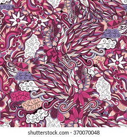 Tracery seamless calming pattern. Mehendi design. Neat even colorful harmonious doodle texture. Algae sea motif. Indifferent discreet. Ambitious bracing usable, curved doodling mehndi. Vector.