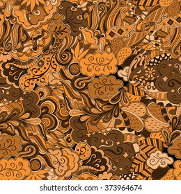Tracery seamless calming pattern. Mehendi design. Neat even colorful harmonious doodle texture. Algae sea motif. Indifferent discreet. Ambitious bracing usable, curved doodling mehndi. Vector.
