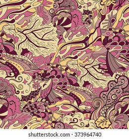 Tracery seamless calming pattern. Mehendi design. Neat even colorful harmonious doodle texture. Algae sea motif. Indifferent discreet. Ambitious bracing usable, curved doodling mehndi. Vector.