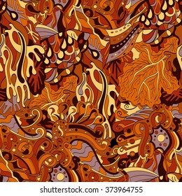 Tracery seamless calming pattern. Mehendi design. Neat even colorful harmonious doodle texture. Algae sea motif. Indifferent discreet. Ambitious bracing usable, curved doodling mehndi. Vector.