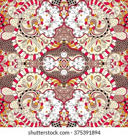 Tracery seamless calming pattern. Mehendi design. Neat even colorful harmonious doodle texture. Algae sea motif. Indifferent discreet. Ambitious bracing usable, curved doodling mehndi. Vector.