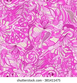 Tracery seamless calming pattern. Mehendi design. Neat even colorful harmonious doodle texture. Algae sea motif. Indifferent discreet. Ambitious bracing usable, curved doodling mehndi. Vector.