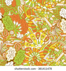 Tracery seamless calming pattern. Mehendi design. Neat even colorful harmonious doodle texture. Algae sea motif. Indifferent discreet. Ambitious bracing usable, curved doodling mehndi. Vector.