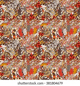 Tracery seamless calming pattern. Mehendi design. Neat even colorful harmonious doodle texture. Algae sea motif. Indifferent discreet. Ambitious bracing usable, curved doodling mehndi. Vector.