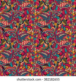 Tracery seamless calming pattern. Mehendi design. Neat even colorful harmonious doodle texture. Algae sea motif. Indifferent discreet. Ambitious bracing usable, curved doodling mehndi. Vector.