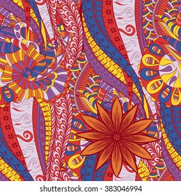 Tracery seamless calming pattern. Mehendi design. Neat even colorful harmonious doodle texture. Algae sea motif. Indifferent discreet. Ambitious bracing usable, curved doodling mehndi. Vector.