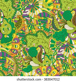 Tracery seamless calming pattern. Mehendi design. Neat even colorful harmonious doodle texture. Algae sea motif. Indifferent discreet. Ambitious bracing usable, curved doodling mehndi. Vector.