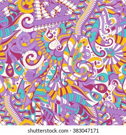 Tracery seamless calming pattern. Mehendi design. Neat even colorful harmonious doodle texture. Algae sea motif. Indifferent discreet. Ambitious bracing usable, curved doodling mehndi. Vector.