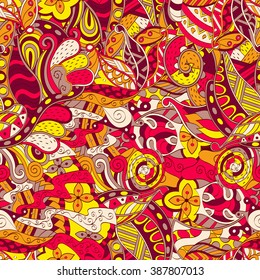 Tracery seamless calming pattern. Mehendi design. Neat even colorful harmonious doodle texture. Algae sea motif. Indifferent discreet. Ambitious bracing usable, curved doodling mehndi. Vector.