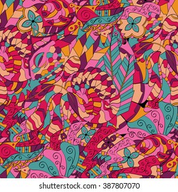 Tracery seamless calming pattern. Mehendi design. Neat even colorful harmonious doodle texture. Algae sea motif. Indifferent discreet. Ambitious bracing usable, curved doodling mehndi. Vector.