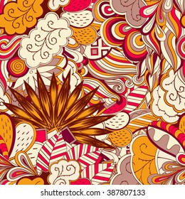 Tracery seamless calming pattern. Mehendi design. Neat even colorful harmonious doodle texture. Algae sea motif. Indifferent discreet. Ambitious bracing usable, curved doodling mehndi. Vector.