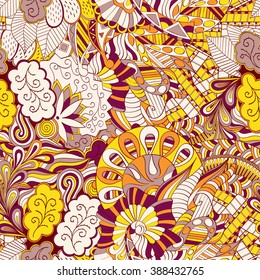 Tracery seamless calming pattern. Mehendi design. Neat even colorful harmonious doodle texture. Algae sea motif. Indifferent discreet. Ambitious bracing usable, curved doodling mehndi. Vector.
